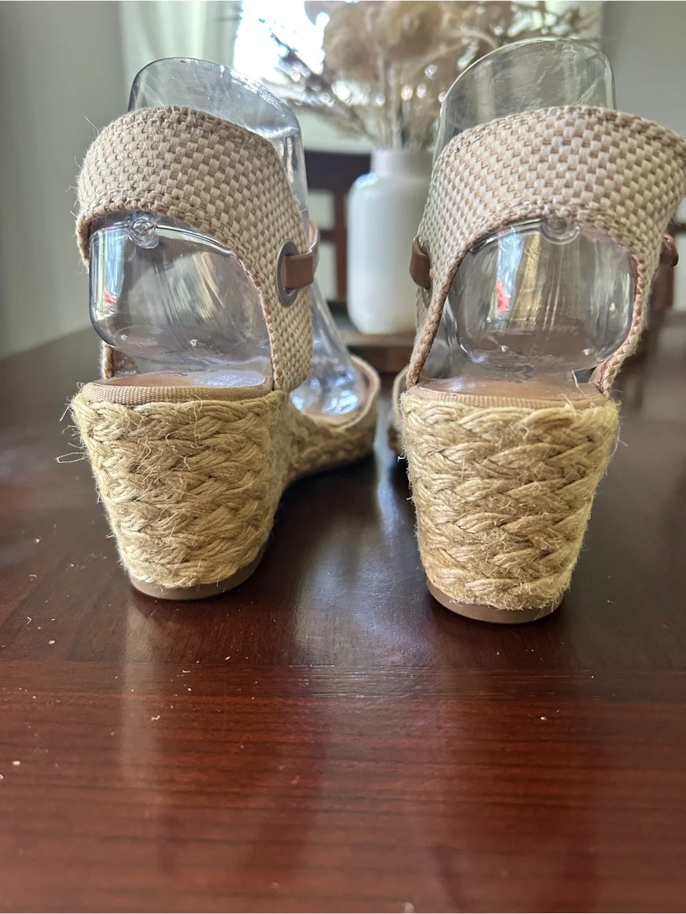 Women's Golden Beige Espadrille Wedge Sandals
